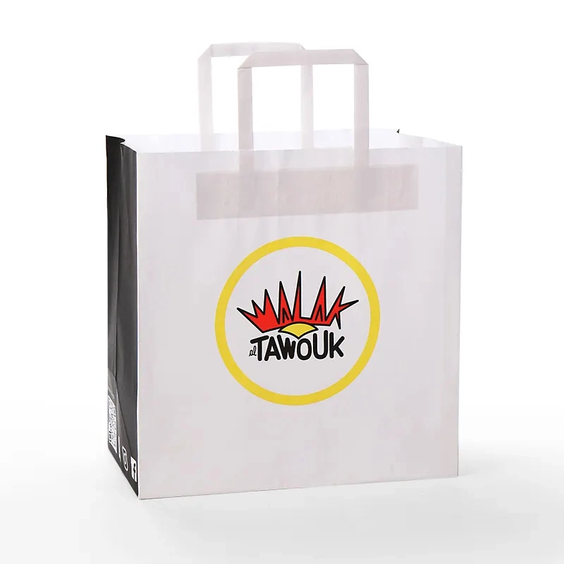 Recyclable Kraft Paper Bag for Takeout Cafe Fast Food Bakery Carring