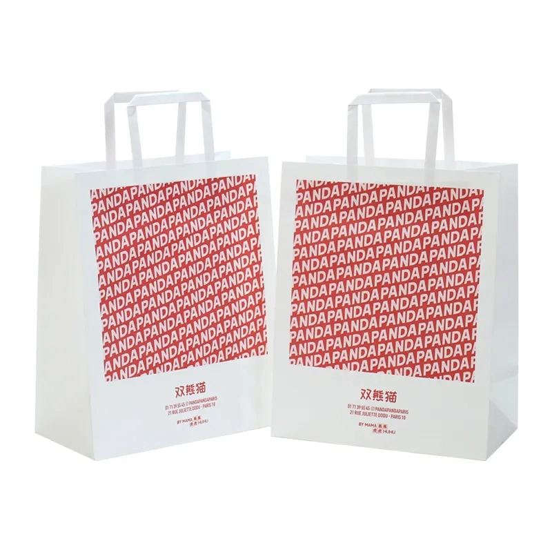 Recyclable Kraft Paper Bag for Takeout Cafe Fast Food Bakery Carring