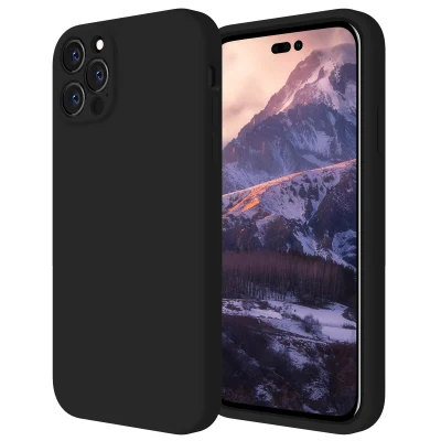 Funda para iPhone 14 PRO, funda de silicona [protección de cámara] para teléfono con [2 protectores de pantalla], forro interior de microfibra suave antiarañazos, 6,1 pulgadas, negro